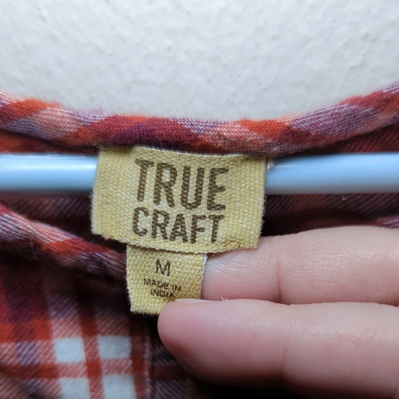 True Craft Red Plaid Flannel Dress Long Sleeve Drawstring Waist Girls Size M - Picture 2 of 5